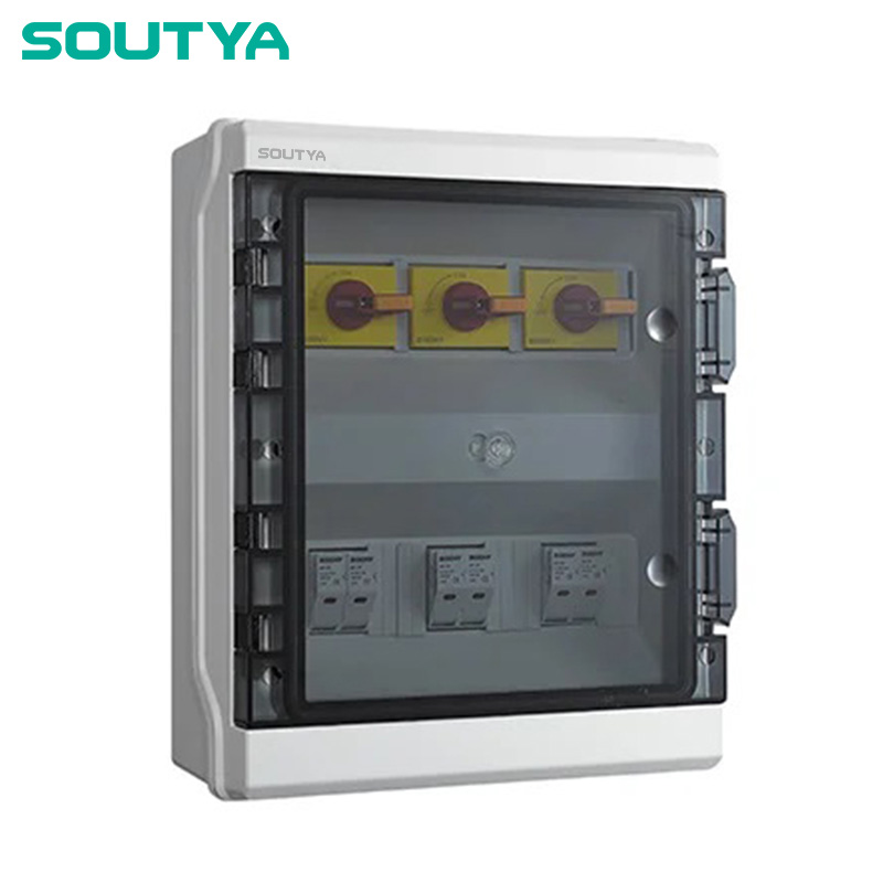DC Isolator Box IP65 empuk Telung Strings Kanthi Fuse